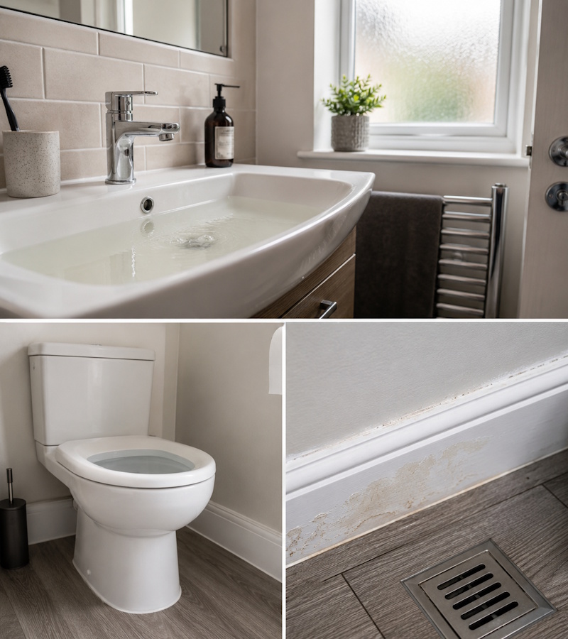 Warning signs of a blocked drain in a British home